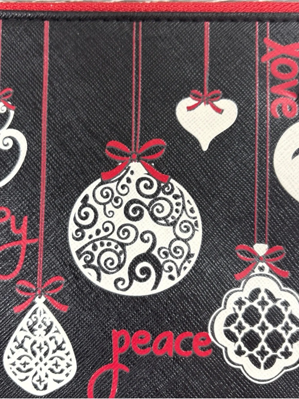 NWT Brighton Love Notes Christmas Ornament Wristlet Purse/Cosmetic Travel Bag
